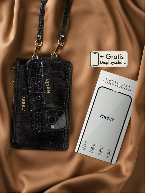 Bestseller Set Black Croco (case + pouch + free screen protector)