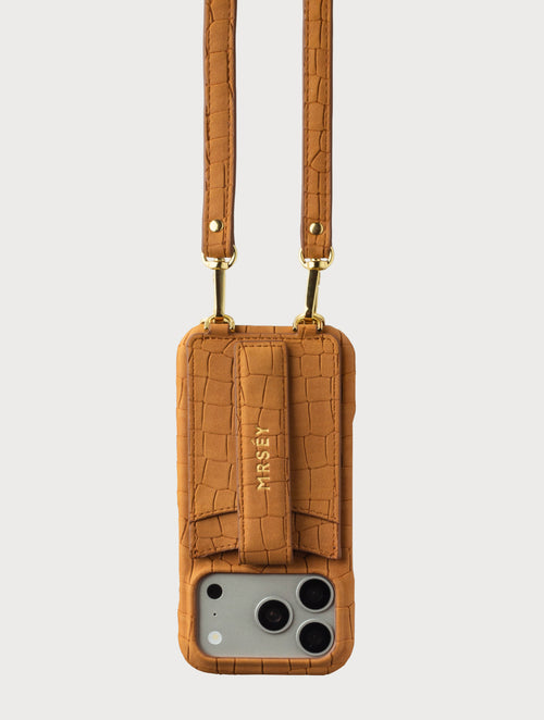 iPhone Hülle mit Strap - Camel