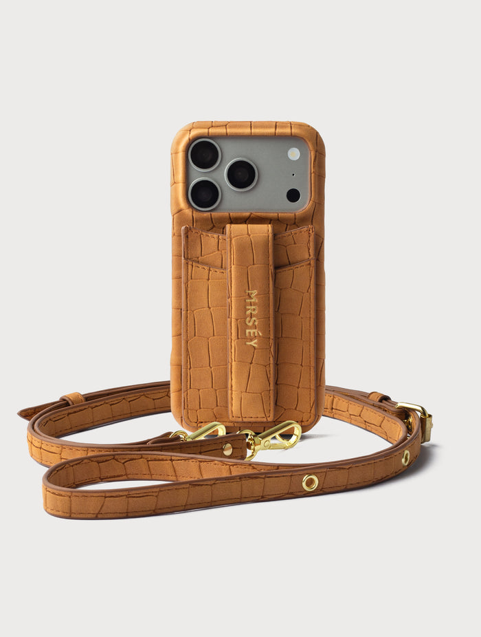 iPhone Hülle mit Strap - Camel