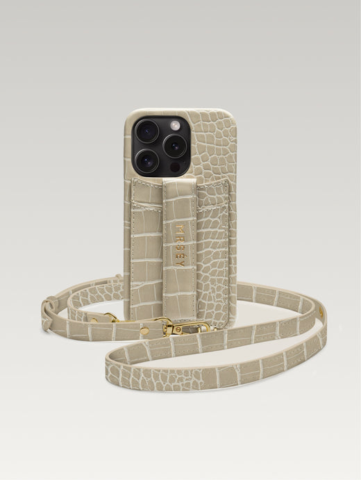 iPhone Case with Strap - Sand Croco