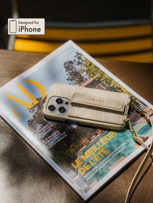 iPhone Hülle mit Strap - Sand Croco
