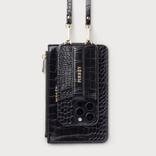 Bestseller Set Black Croco (case + pouch + free screen protector)